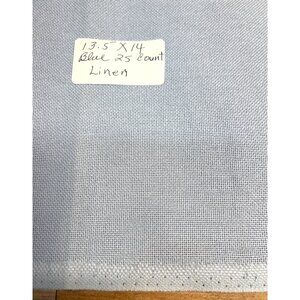 13.5" X 14" Blue 25 Count Linen Fabric Cross Stitch
